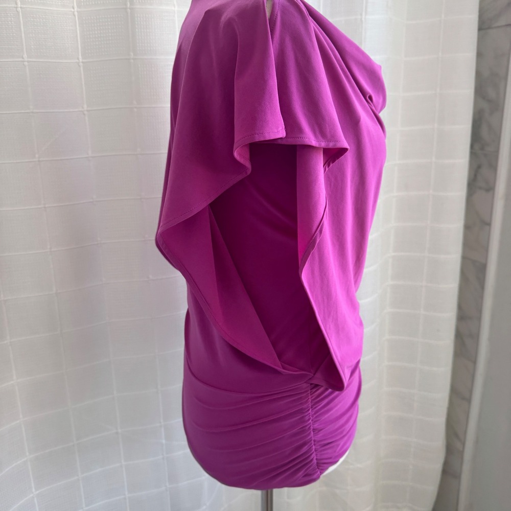 41 Hawthorne Pink Draped Cowl Neck Y2K‎ Style Tunic Blouse Short Split Sleeve - Picture 8 of 10